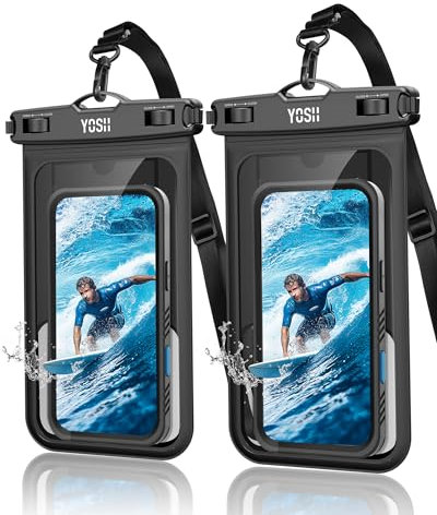 YOSH wasserdichte Handyhülle für Große Handys mit Hülle, 2 Stück 8.5 Zoll IPX8 Wasserfeste Handyhülle [Separates Kartenfach], Unterwasser Handytasche für iPhone 16 15 Pro Max/Samsung S24 S23 Ultra