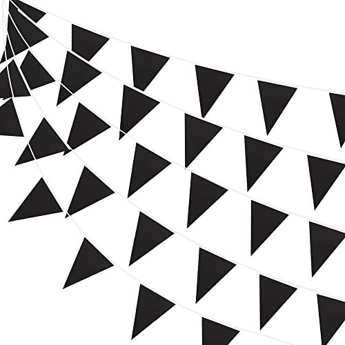 Striscione Nero Solido, Bandiere Bandiere Ghirlanda Impermeabile Esterna 52 Pezzi Bandiere Nere per Compleanno Festa Nuziale Decorazione Giardino Esterno Casa