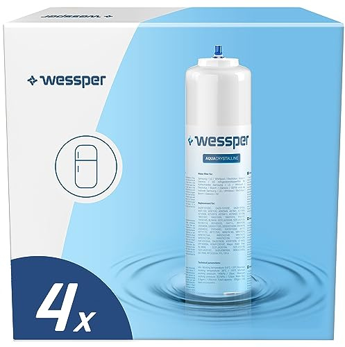 Wessper Wasser Filter für Kühlschrank, Ersatz Wasserfilter Kartuschen Kompatibel mit Samsung Side By Side, DA29-10105J, BOSCH, SIEMENS, LG, SMEG - 4er Pack