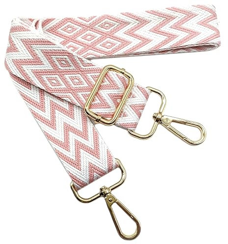 Verstellbarer Schultergurt Tasche Rosa, Taschengurte zum Wechseln, Taschengurt Breit mit Karabiner Gold, 80-130 cm Tragegurt Tasche für Damen Schulterriemen, Moderne Handtasche, 3.8cm, 708