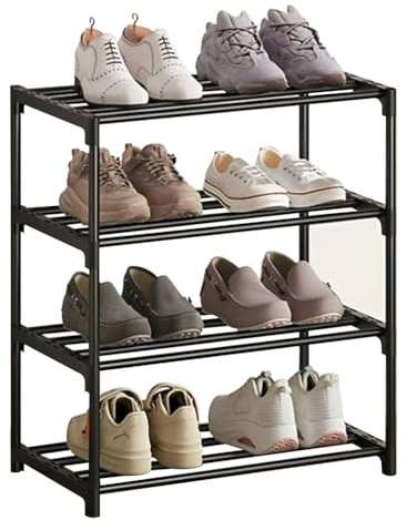 XIANGLV Étagère à chaussures fine à 4 niveaux, revêtement antirouille, idéale pour dortoir, maison de location, balcon, étagère étroite empilable