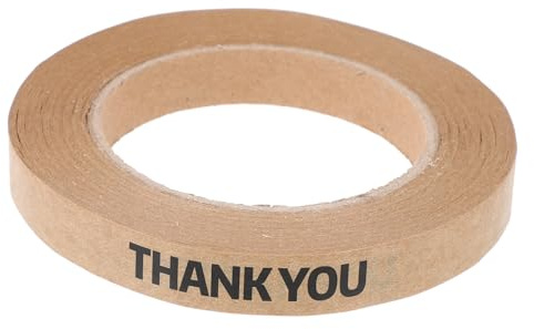 SOLUSTRE 1roll Thank You Tape for Small Business Sealing Tape for Shopping Bags and Flower Arrangements Self-Adhesive Kraft Paper Packaging