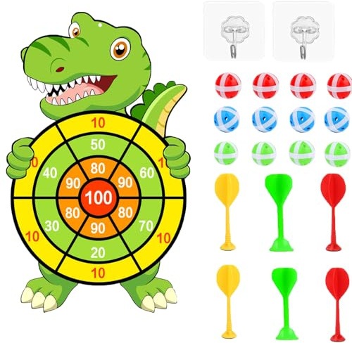RXKFIGX Cible de Fléchettes pour Enfants,76cm Thème Planche de Fléchettes pour Enfants,Jouet de Société avec 12 Balles Collantes 6 Flèches Et 2 Crochets pour Enfants Cadeau extérieur Jeu d'intérieur