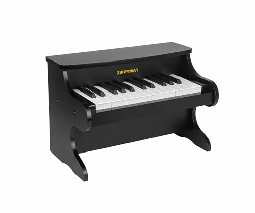 ZIPPY MAT Tastiera per pianoforte digitale per bambini e bambine, mini strumento di apprendimento musicale, pianoforte in legno (Nero)