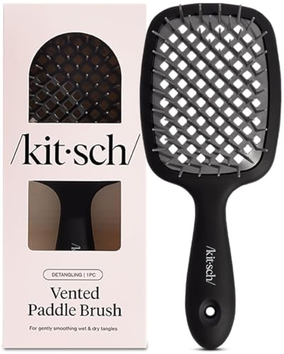 Kitsch Brosse à cheveux démêlante ventilée pour femmes, hommes et tout-petits, brosse à cheveux à poils doux pour enfants, brosse sèche cheveux pour tous les types de cheveux, brosse à palette