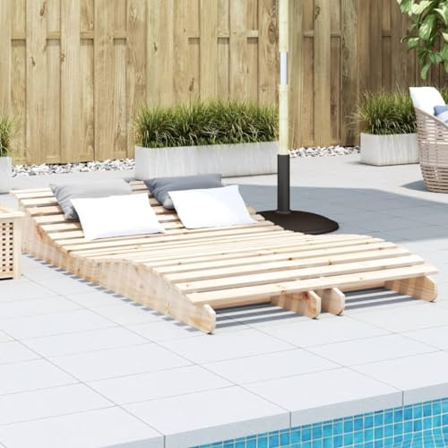 GecheerLettino Prendisole, Sdraio, Spiaggine, Prendi Sole da Esterno, Lettini da Giardino e Piscina, 2pz 205x60x31,5 cm in Legno Massello di Pino