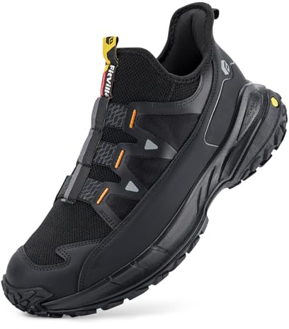 FitVille Extra Wide Sneakers for Men Slip-on Shoes, Soft Comfortable Mens Running Shoe, Slip Resistant Hiking Walking Shoes with Arch Support & Wide Toe Box Black