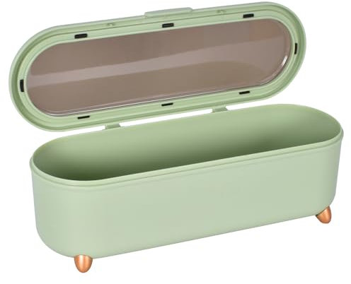 Scatola Portaposate con Coperchio, Organizzatore Posate e Utensili, Porta Posate da Tavolo, Verde Contenitore per Bacchette, Cucchiaio, Coltello, Forchetta, Portautensili Cucina Plastica