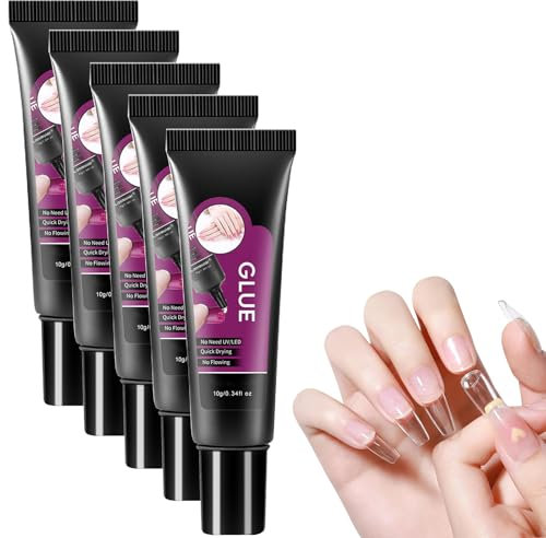Solid Nail Glue Gel for Press On Nails, Nail Tips Strong Adhesive, Rhinestone Glue Gel, 3D Nail Art for Acrylic Decoration, Cured Needed False Nail Glue, Nail Extension Glue, Acrylic Nail Glue (5)