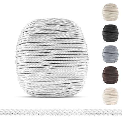 EFIXS Cordon de Store vénitien 2,2 mm - Longueur 10-25 mètres - Cordon Haut de Gamme pour Stores en Bois, Bambou, Aluminium - Robustes et remplaçables. (Blanc, 25 mètres)
