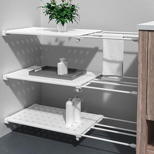 YushengTai Verstellbare Regale für Schrank, Erweiterbares Einlegeböden Schrankregal, Nagelfrei Teleskop Regaltrenner für Kleiderschrank, Schrank, Küche, Badezimmer