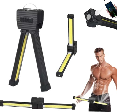 Gym Posing Lampa, Bärbar LED Magnet Pose-Lampa med Hängkrok, Selfie-ljus med 180 graders vikning, USB-Campinglampa Uppladdningsbar Power Bank (A)