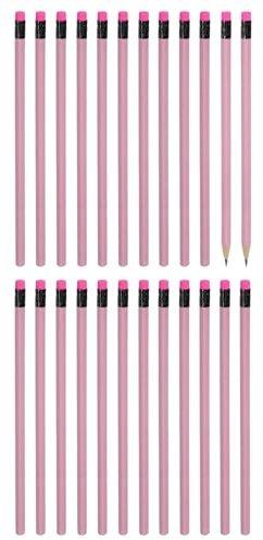 PATIKIL Triangelformade träpennor i bulk, 24-pack HB grafitpennor med suddgummi för kontorsmaterial, ingenjörsmärkning skrivkonst ritningsmaterial, lila-rosa
