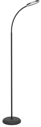 EGLO Lauro LED-golvlampa, vardagsrumslampa med touch-funktion | dimbar via beröring, flexibel läslampa av svart plast, varmvitt–kallvitt ljus, 132 cm