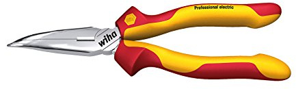 Wiha Flachrundzange Professional electric mit Schneide gebogene Form, ca. 40° Zuführen leicht gemacht 160 mm Elektrikerzange, VDE geprüft (27424)