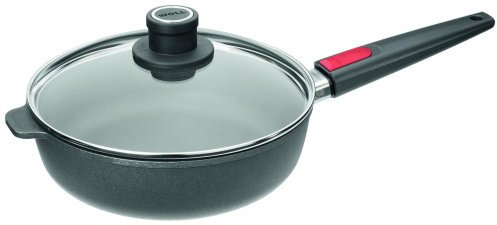 WOLL Set: nowo titanium Guss-Hochrandpfanne, Ø 26 cm, Randhöhe 7 cm, mit abnehmbarem Stiel, inklusive Glasdeckel