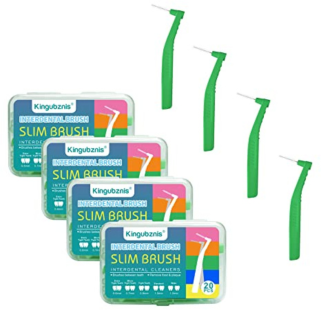 80 Count Interdental Brush Cleaners Dental Brushes Toothpick Tooth Flossing Head Oral Dental Hygiene Brush Interdental Angle Brushes with Portable Case Easy Use for Tooth Cleaning (Green, Tight Teeth)