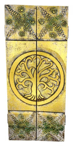 SusggO Colgador Llaves Pared Cuelga Llaves Pared Madera Colgador de Llaves Entrada Armario Llaves. Artesania Decoracion Hogar Decoracion Pared (ARBOL DE LA Vida Caja Dorada BL)