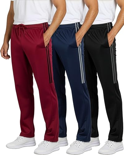 Real Essentials 3 Pack: Men’s Sweatpants – Athletic Track Pants with Pockets | Workout, Running & Lounge Pants for Men-Set 6,M