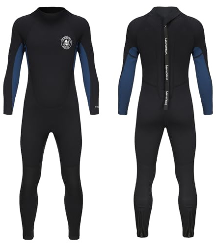 Lemorecn Kids 3mm Back Zip Full Wetsuit for Boys Girls Toddlers(4131blacknavy-12)