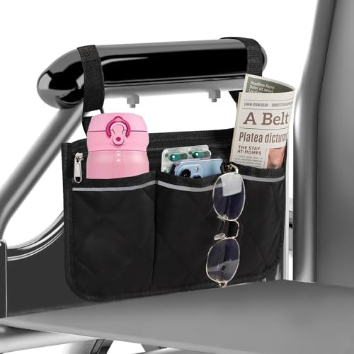 Rollstuhltasche Für Armlehne Rollstuhlsack Mit Reflektierenden Streifen Rollstuhl Tasche Mit Namenskartenfach Für Walker, Mobility Scooter, Rollatoren