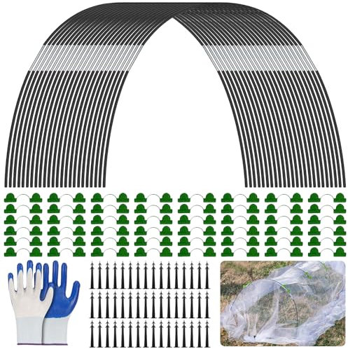 DAZZTIME Cerchi da Giardino per Serra,217 Pezzi Tunnel per Piante,Cerchi per Serra Tunnel Orto,con Guanti,Tunnel per Aiuole Rialzate,Pneumatici per Serra,per Tunnel da Giardino per Cortili.