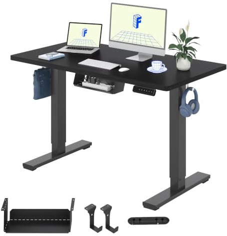 FLEXISPOT Scrivania Regolabile In Altezza Elettrica 120x60cm, Scrivania Regolabile In Altezza A 2 Livelli Con Gancio E Promemoria Seduta-Stand (Nero)