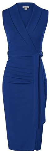 GRACE KARIN Women's Bodycon Dress Sleeveless Shawl V-Neck Wrap Midi Business Work Dresses with Belt for Cocktail Formal Party Office