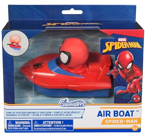 SwimWays Marvel Spider-Man Air Boat, Swimming Pool Accessories & Kids Pool Toys, Spiderman Party Supplies & Bath Toys for Kids Aged 4 & Up