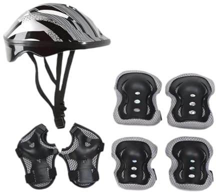 Ronyme Kids Roller Skateboard Helmet Knee Pads Set Bicycle Helmet Multifunction Practical Elbow Pads for Boys Girls Rock Climbing, Silver