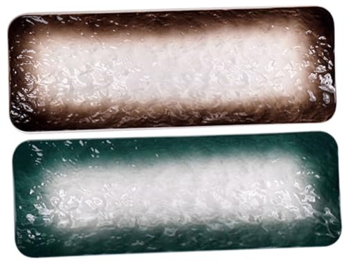 Cabilock Piatto Da Sushi in Ceramica Giapponese Da 2 Pezzi - Piatto Da Portata Rettangolare Con Pregevole Fattura E Uso Quotidiano