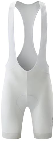 Salopette Ciclismo Uomo Pantaloncini con bretelle da ciclismo da uomo, calzamaglia da bicicletta, abbigliamento da bici, fondello 6 ore, pettorali da equitazione, lunga distanza per Ciclismo(White,L)