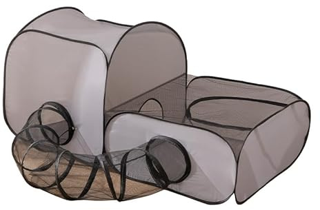 Utomhuspark för katter - kattinhägnad - utomhus - med bärbar design - interaktivt lekhus med tunnel - bärbart husdjurstillbehör för valpar och små