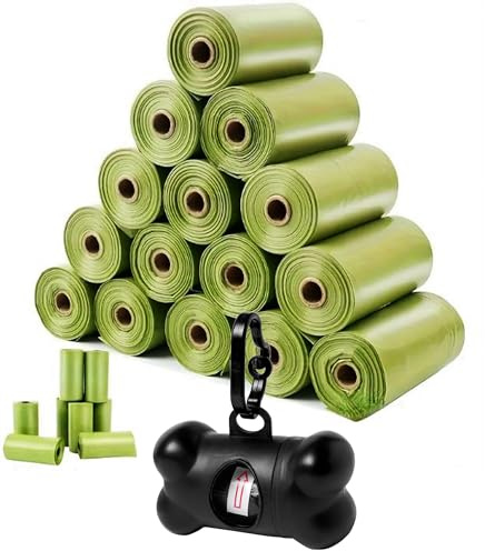 600 Bolsas de Basura para Perros + Dispensador - Envio 24 h - Muy Resistentes - Antifugas - Bolsa para caca animales excrementos - 33 x 22 cm - 1 Litro - (Hueso)