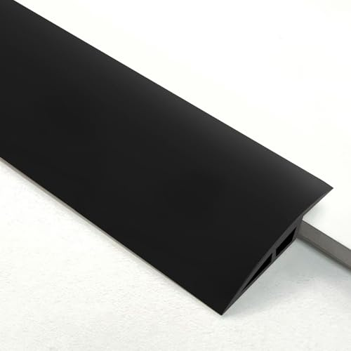 CUTIS Övergångslist golv höjdutjämning, 1 x 7 cm övergångsprofil självhäftande, PVC dörrtrösklar list, golvlister täcklister för golv, för 15 mm till 17 mm (svart)