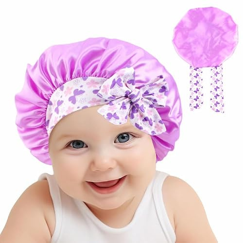 Waltonalice Barn satin sovmössa sidenmössa för sömn barn nyfödd babymössa mjuk elastisk bonnet sovmössa för flickor pojkar baby sovmössa brett band