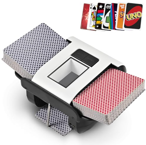 Casuenia Automatic Card Shuffler for 1-2 Decks, Rechargeable, Low-Noise Portable Card Shuffler Machine with Auto/Manual Modes for Phase 10, UNO, Blackjake, Mahjong, Poker & More