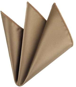 WANYING herr näsduk enfärgad mjuk glänsande slät bas för formella tillfällen bröllop fest – 23 x 23 cm brun