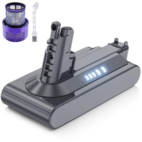 8000mAh for Dyson V10 Battery, Replacement for Dyson V10 SV12 Battery Compatible with V10 Absolute Animal Motorhead Fluffy Cyclone Handheld Vacuum Cleaner(1 Filter + 1 Brush)