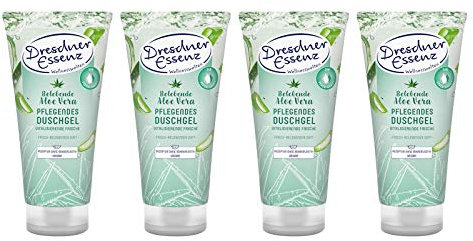4er Pack Dresdner Essenz Pflegedusche Belebende Aloe Vera 4 x 200 ml Duschbad vegan