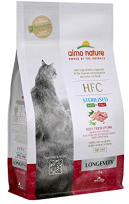 almo nature HFC Longevity Sterilised, Crocchette per Gatti Adulti e Maturi - Spigola e Orata Fresche - Sacco da 1,2 kg