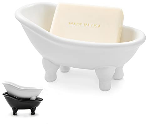 1piece 5.6 White Ceramic Mini Bathtub Soap Dish Small Planter Makeup Organizer Container Hamster Bathtub
