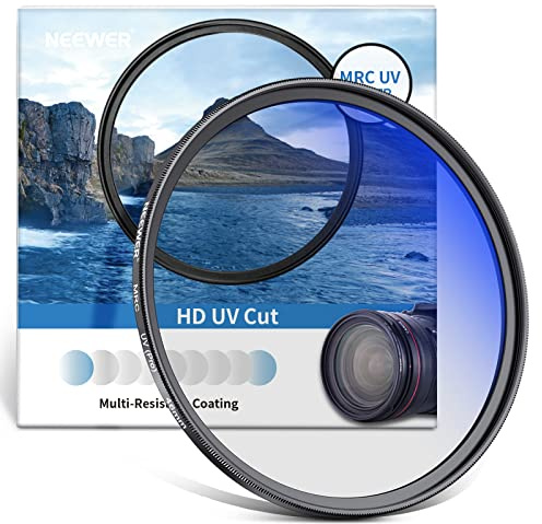 NEEWER 46mm MRC Filtro de Protección UV, 30 Múltiples Capas Recubiertas/Alta Definición/Impermeable/Resistente a los Arañazos Filtro UV con Nanorecubrimiento, Filtro UV Ultrafino para 46mm Lente