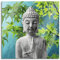 Pixxprint Glasbild, Wandbild auf Echtglas, Buddha auf Steinen mit Monoi Blüte, 40x40 cm, inkl. Aufhängung und Abstandshalter