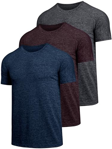 Teesmen 3 Pack Men's Quick Drying Shortsleeve Light and Breathable Sports T-Shirt Gym Wicking T Shirt