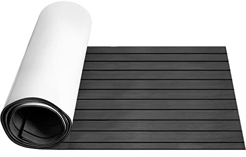 Ansobea 240 x 90 cm de espuma EVA para suelo de barco, alfombrilla autoadhesiva, suelo marino, no skate, para barco, suelo, surf, yates (gris oscuro)