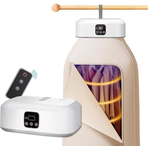 Secadora de Ropa Eléctrica Portátil, Mini Secadora Plegable, Secadora de Ropa Pequeña, Temporizador de 480 Min y Función de Calefacción PTC, para Apartamento, Viaje, Dormitorio, RV