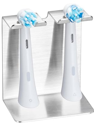 Electric Toothbrush Head Holder, Oukimly Toothbrush Holder Wall Mounted or Desktop, Metal Tooth Brush Holder, Shower Brush Head Holder, Electric Toothbrush Holder for Bathroom (Silver, Small)