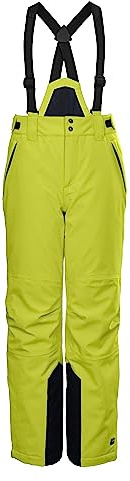 killtec KSW 79 BYS SKI PNTS funcionales/Pantalones de esquí con Peto Desmontable con Cremallera, paranieves y protección en los Bordes, Lime, 152 para Niños