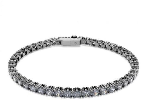 Swarovski Matrix Tennisarmband für Herren, Rundschliff, Rutheniumbeschichtung, Größe XL, Grau, X-Large, Kristall, Kein Edelstein